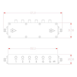 HS-5W,0-35dB step 1dB Manual Attenuator with SMAF (DC-6G)